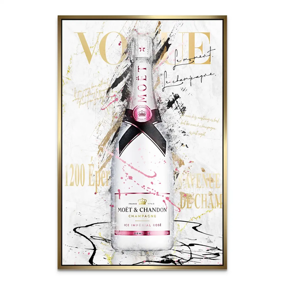 Champagne Glam canvas featuring stylish Moët Rosé bottle as fashion-inspired pop art.