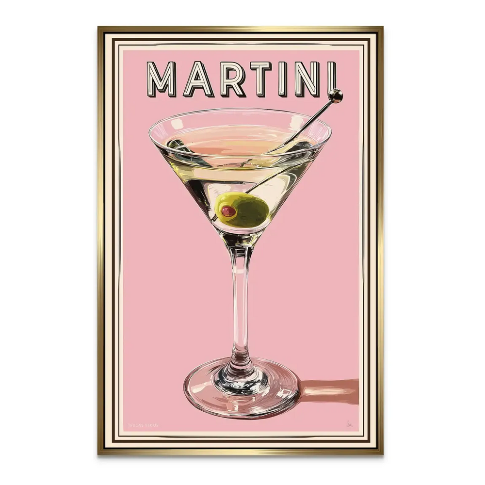 Mid-century modern Martini wall art suitable for dining room or home bar