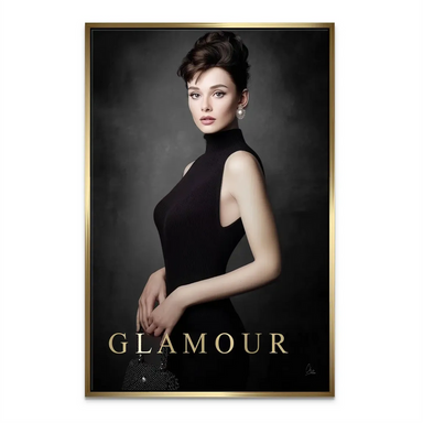 Gold GLAMOUR text accent on the bottom of the canvas print