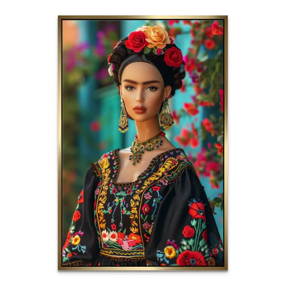 Bold, colorful wall decor ideal for living rooms or bedrooms with cultural and fashion influences.