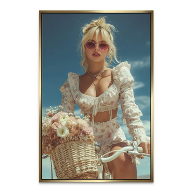 Vintage-inspired feminine wall art with flowers and summer vibe