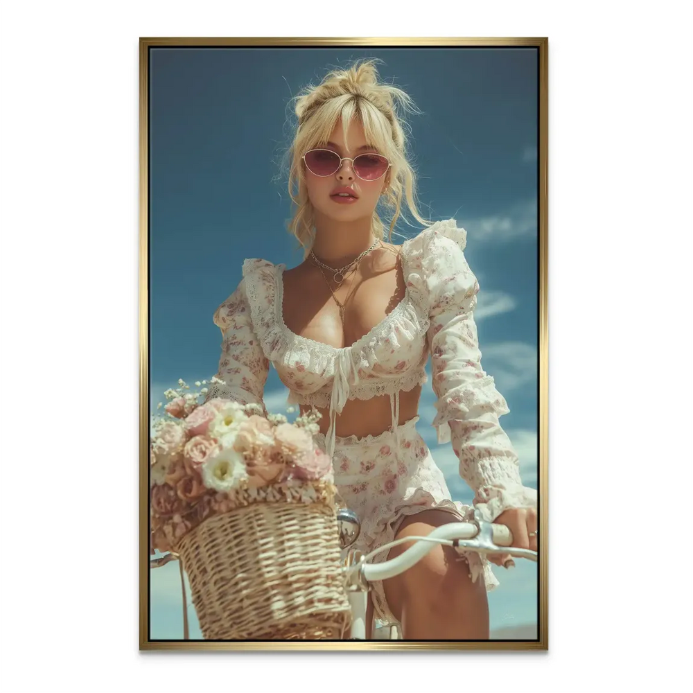 Vintage-inspired feminine wall art with flowers and summer vibe