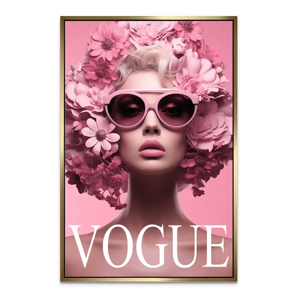 Vivid pink palette fashion wall art featuring floral hair and modern styling
