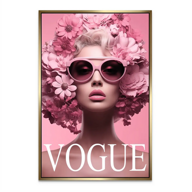 Vivid pink palette fashion wall art featuring floral hair and modern styling