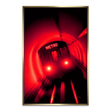 Urban modern wall art depicting city metro scene on canvas