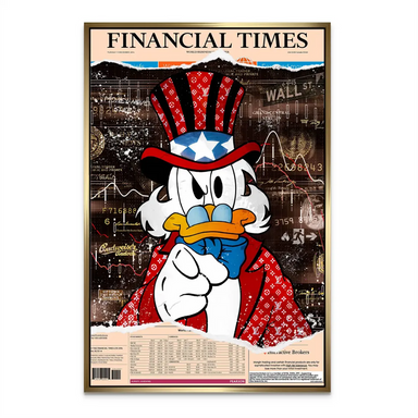 Bold red, white, and blue palette with sepia newspaper tones