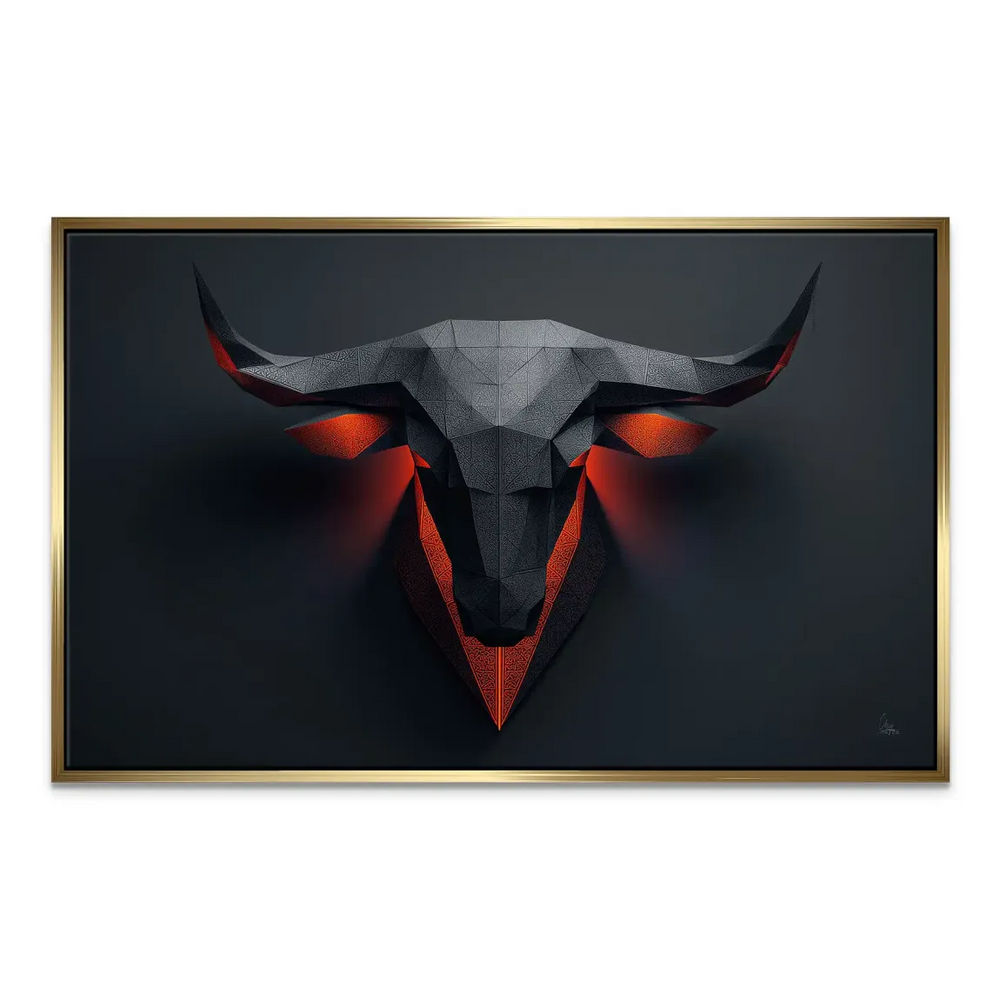 Abstract bull head canvas piece suitable for office or gaming room