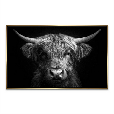 Rustic/scandinavian-inspired Highland cow canvas print