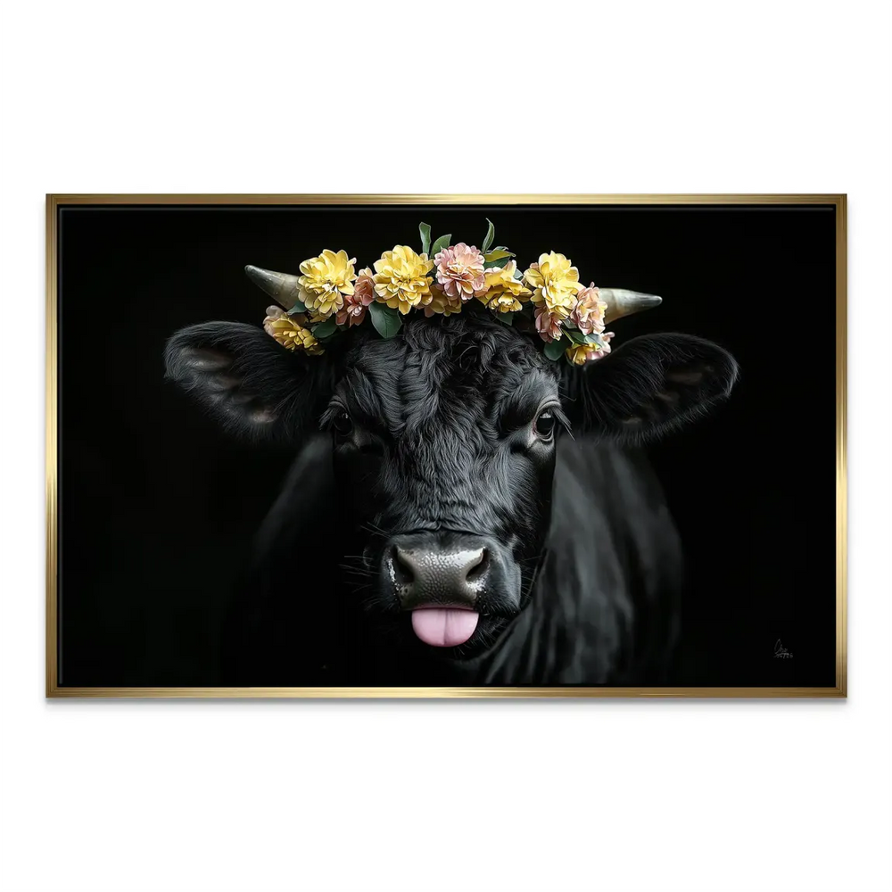 Flowery Cow Canvas Art - Whimsical Cow with Flower Crown - Image 7