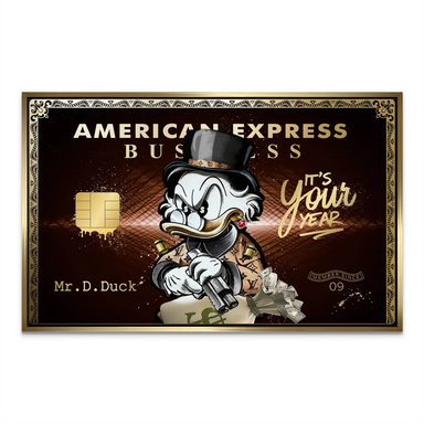 Detail of Scrooge McDuck's confident gangster-boss pose with urban graffiti elements around him.