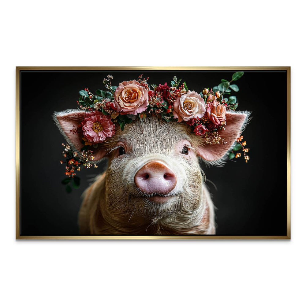 Piglet with Floral Crown Canvas Art - Image 5