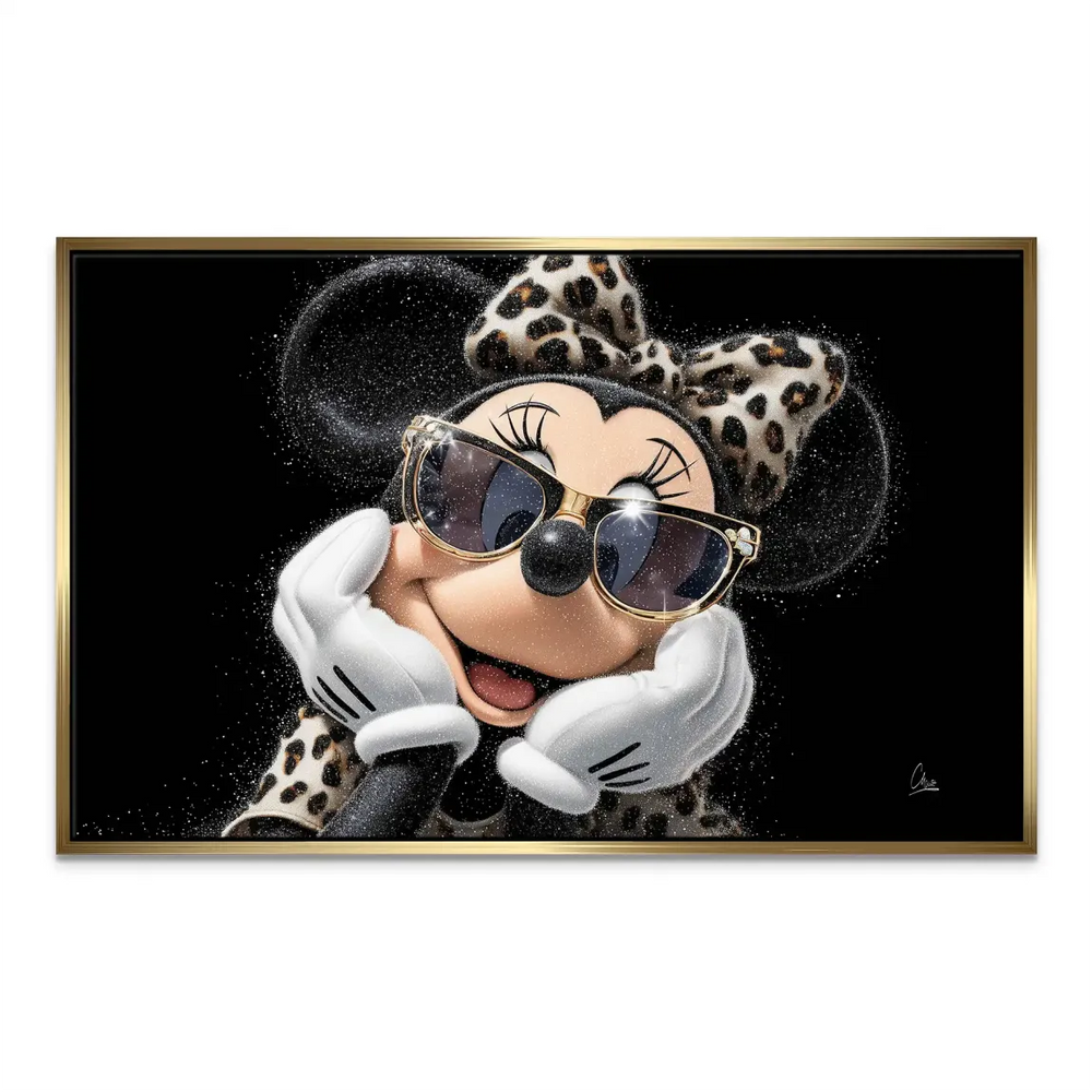 Contemporary pop art portrait of Minnie Mouse with chic accessories