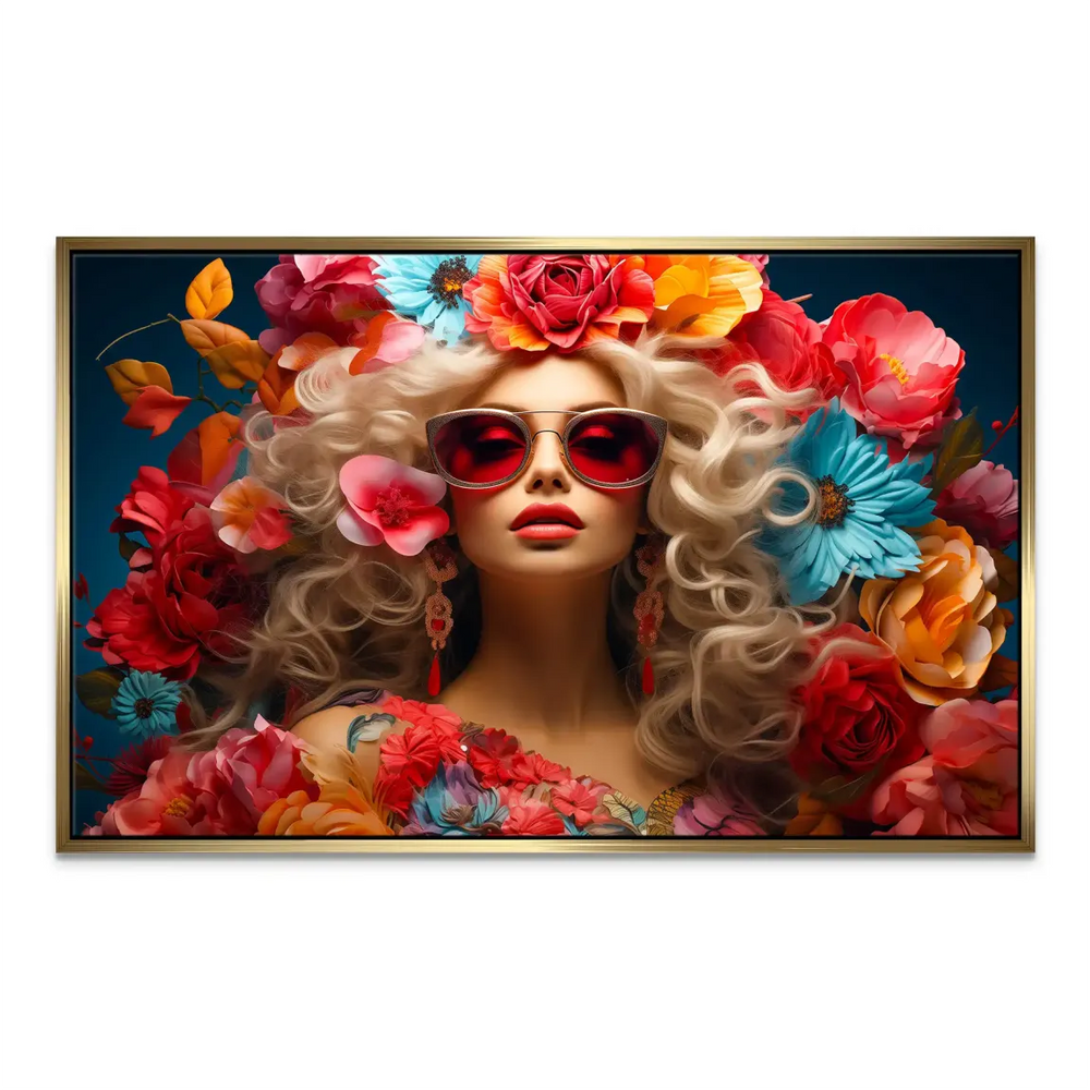 Fashion-forward digital art portrait suitable for contemporary living spaces.