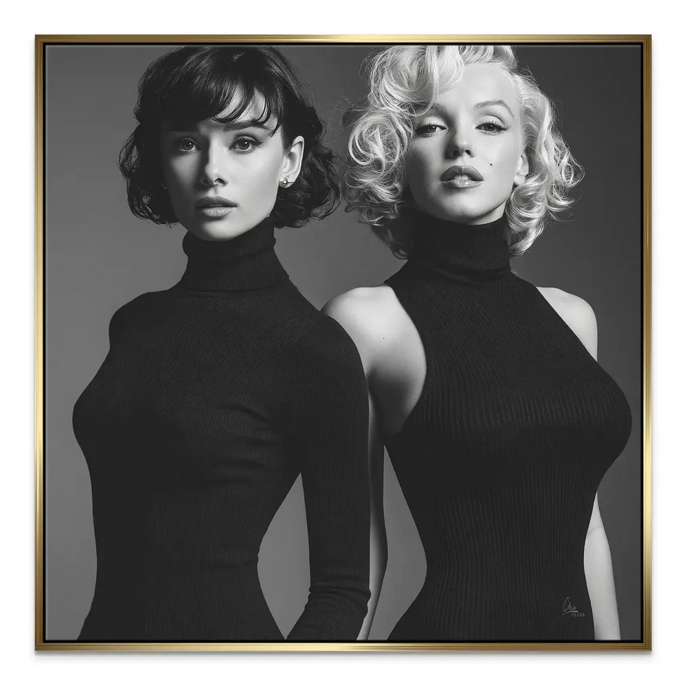 Audrey Hepburn and Marilyn Monroe portrait on canvas wall art.