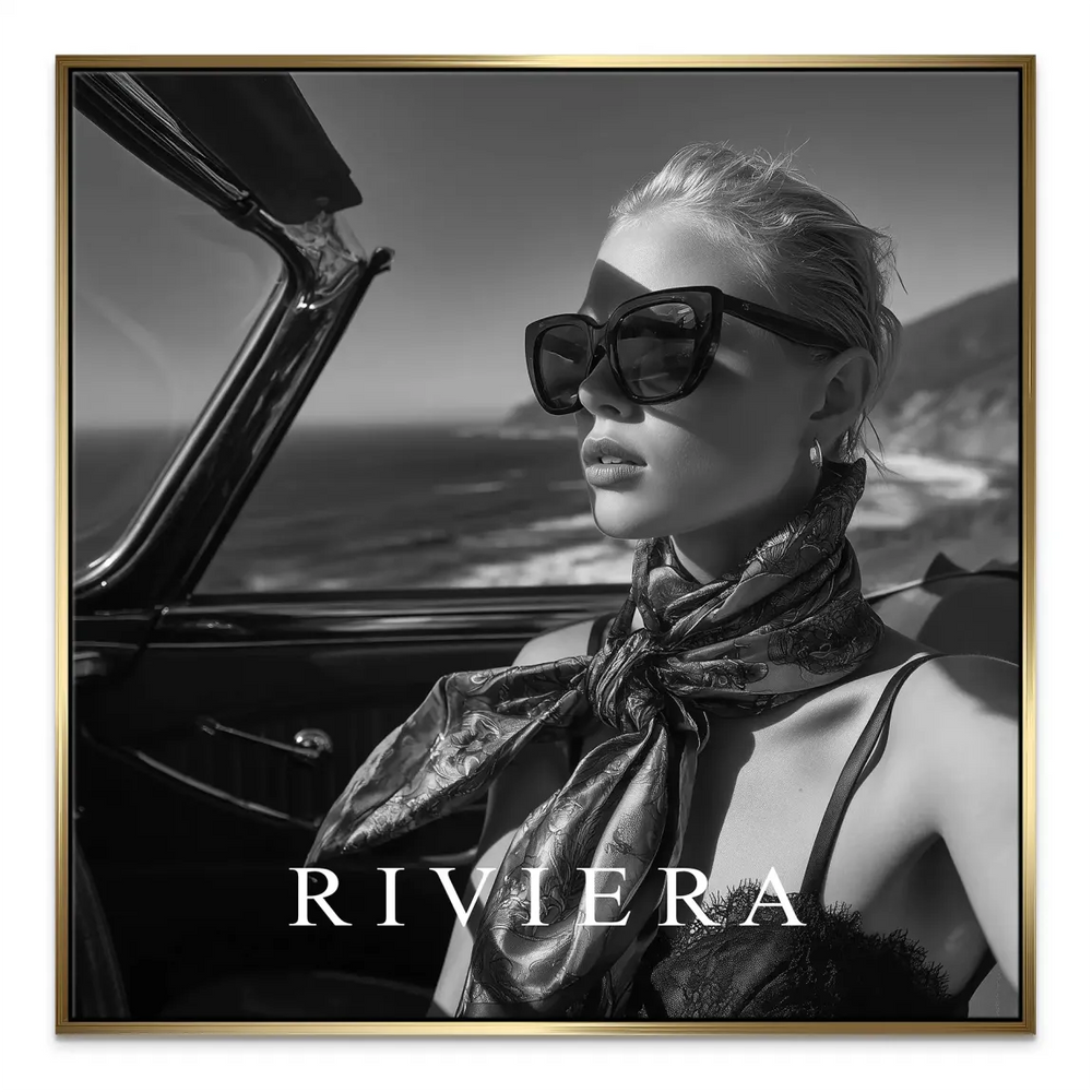 Timeless Hollywood glamour with bold black and white tones in travel-inspired wall art