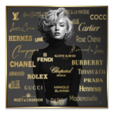 Fashion-forward wall art displaying a classic Hollywood icon against a moody textured backdrop.