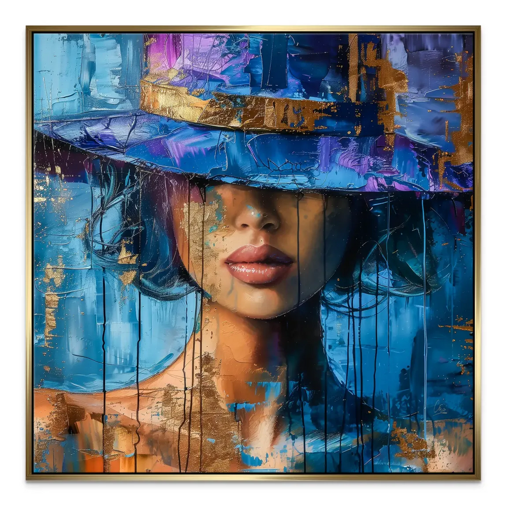 Abstract fashion-inspired portrait artwork suitable for living rooms and bedrooms