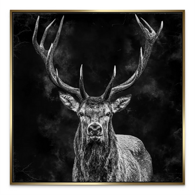 Elegant black and white stag canvas print for living room