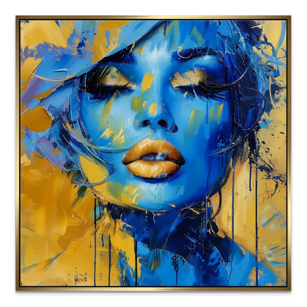 Square format canvas portrait of a glamorous woman for living room or office