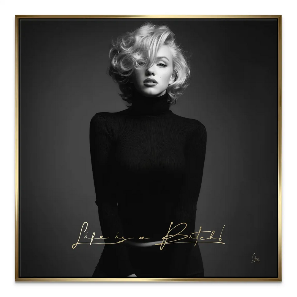 Marilyn Monroe Portrait Canvas Wall Art Vintage Glam Pop Art Gold Text - Image 5