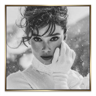 Audrey Hepburn Snow Portrait Canvas Print - Image 7