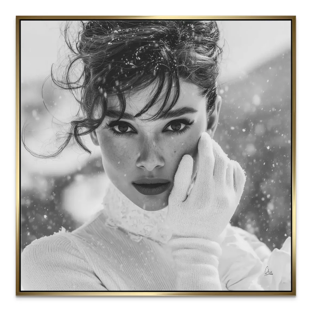Audrey Hepburn Snow Portrait Canvas Print - Image 7