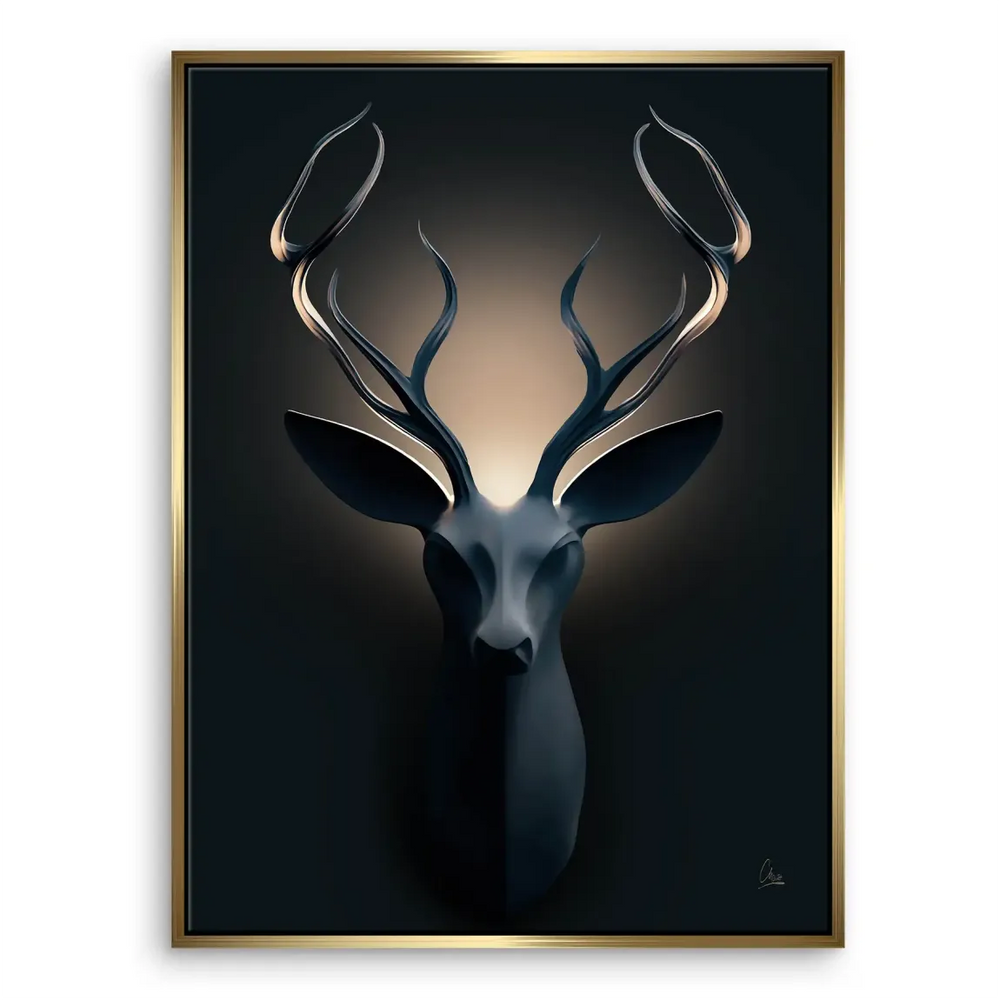 Abstract animal wall art featuring a deer against a dark backdrop