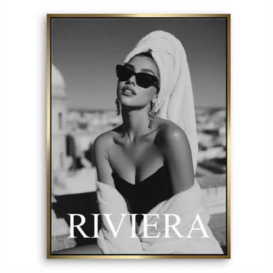 Riviera Glam Canvas Print - Black & White Fashion Portrait - Image 5