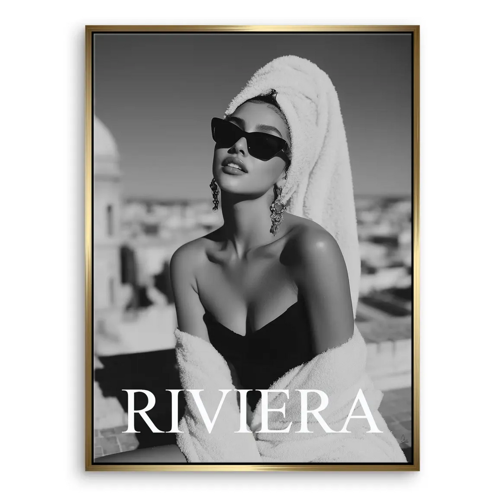 Riviera Glam Canvas Print - Black & White Fashion Portrait - Image 5