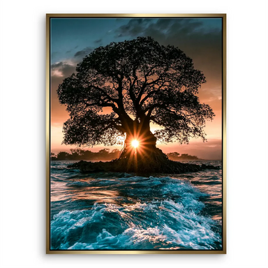 Sun Tree Canvas Art: Sunset Landscape with Silhouetted Tree - Image 8