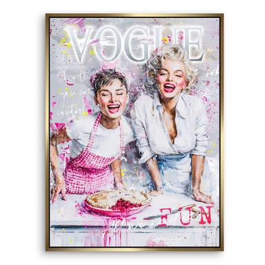 Iconic duo amid graffiti and fun typography on a colorful canvas.