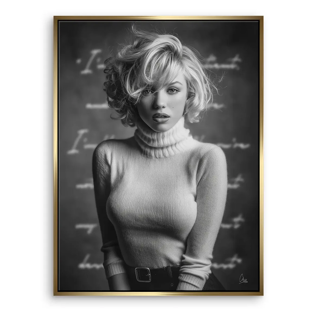 Studio-style black and white art canvas suitable for gallery walls
