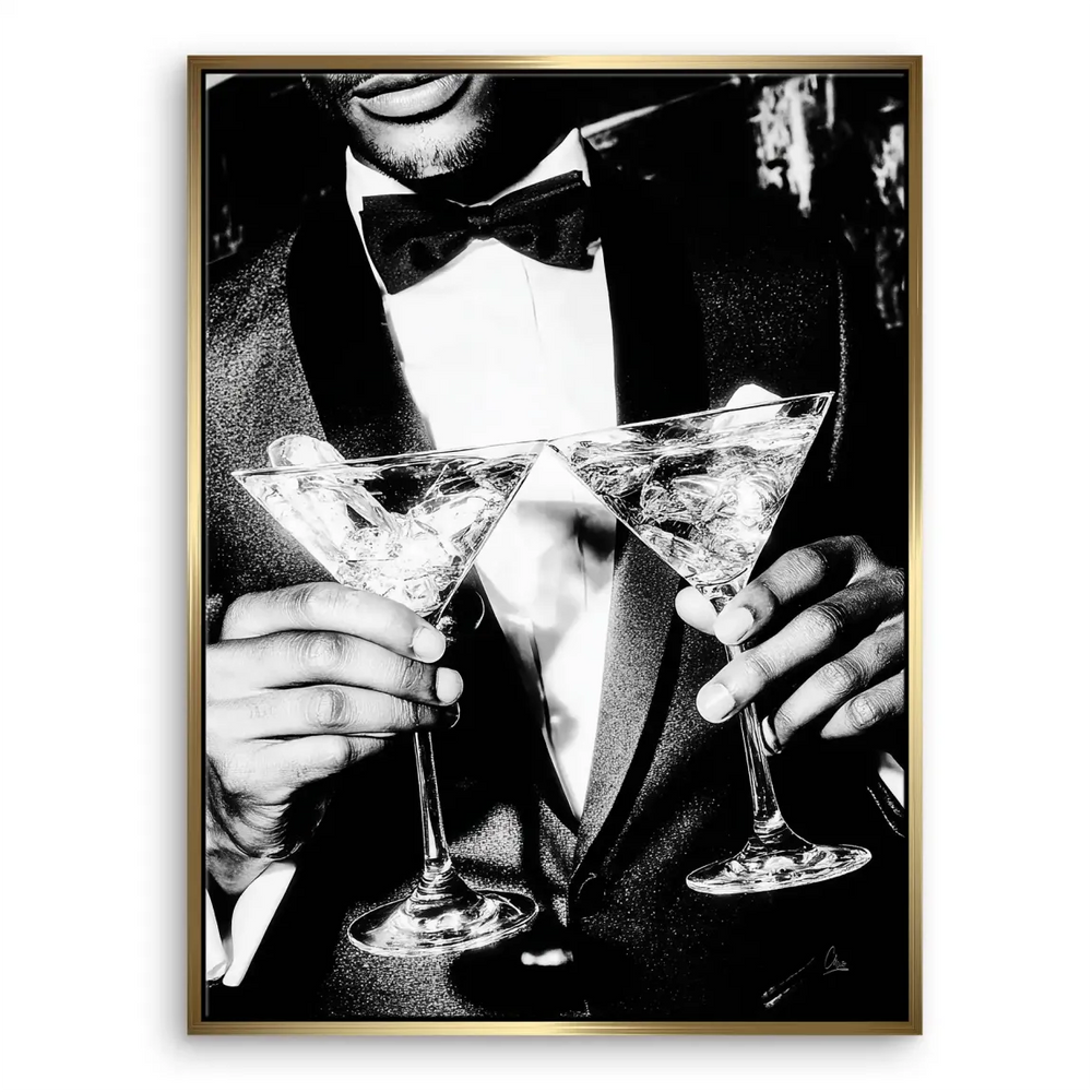 Gentleman Style Canvas Art - Black & White Bar/Cocktail Theme - Image 5