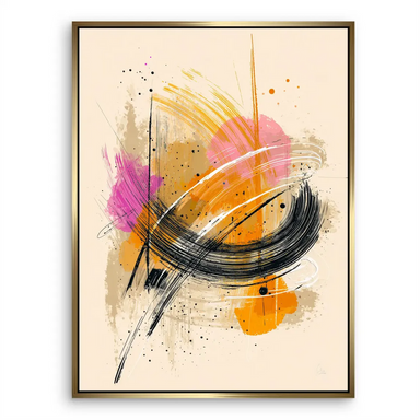 Contemporary wall art for modern decor with vibrant orange and pink highlights on a beige field