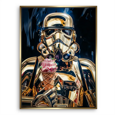 Playful Pop Art scene blending Star Wars iconography with dessert.