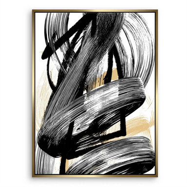 Contemporary wall art with bold brushwork and monochrome palette
