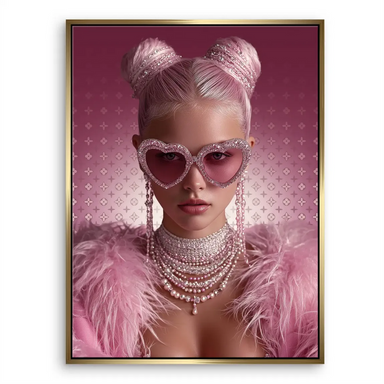 Glamour Girl artwork designed for bedrooms or dressing rooms with vivid pink hues
