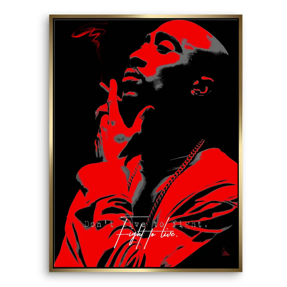 Bold street art-inspired music art wall decor with Tupac imagery
