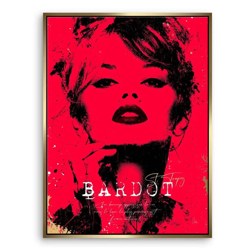 Brigitte Bardot Red Pop Art Canvas Wall Art - Image 5