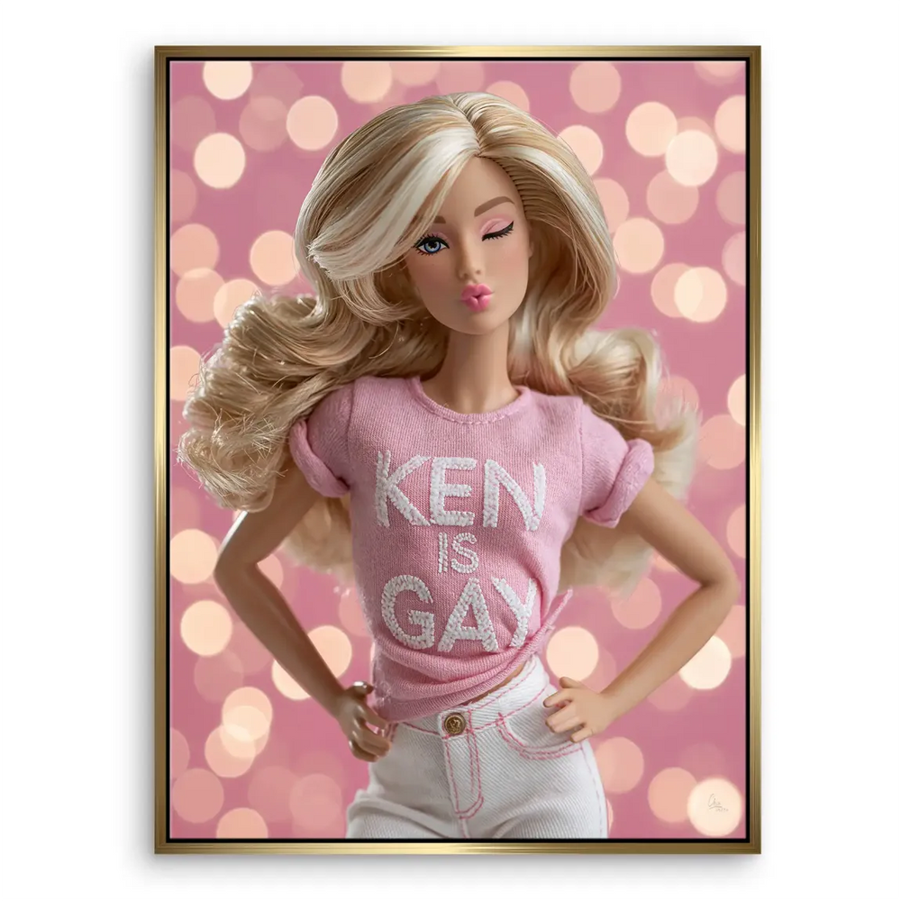 Barbie-inspired portrait-style canvas art for modern decor