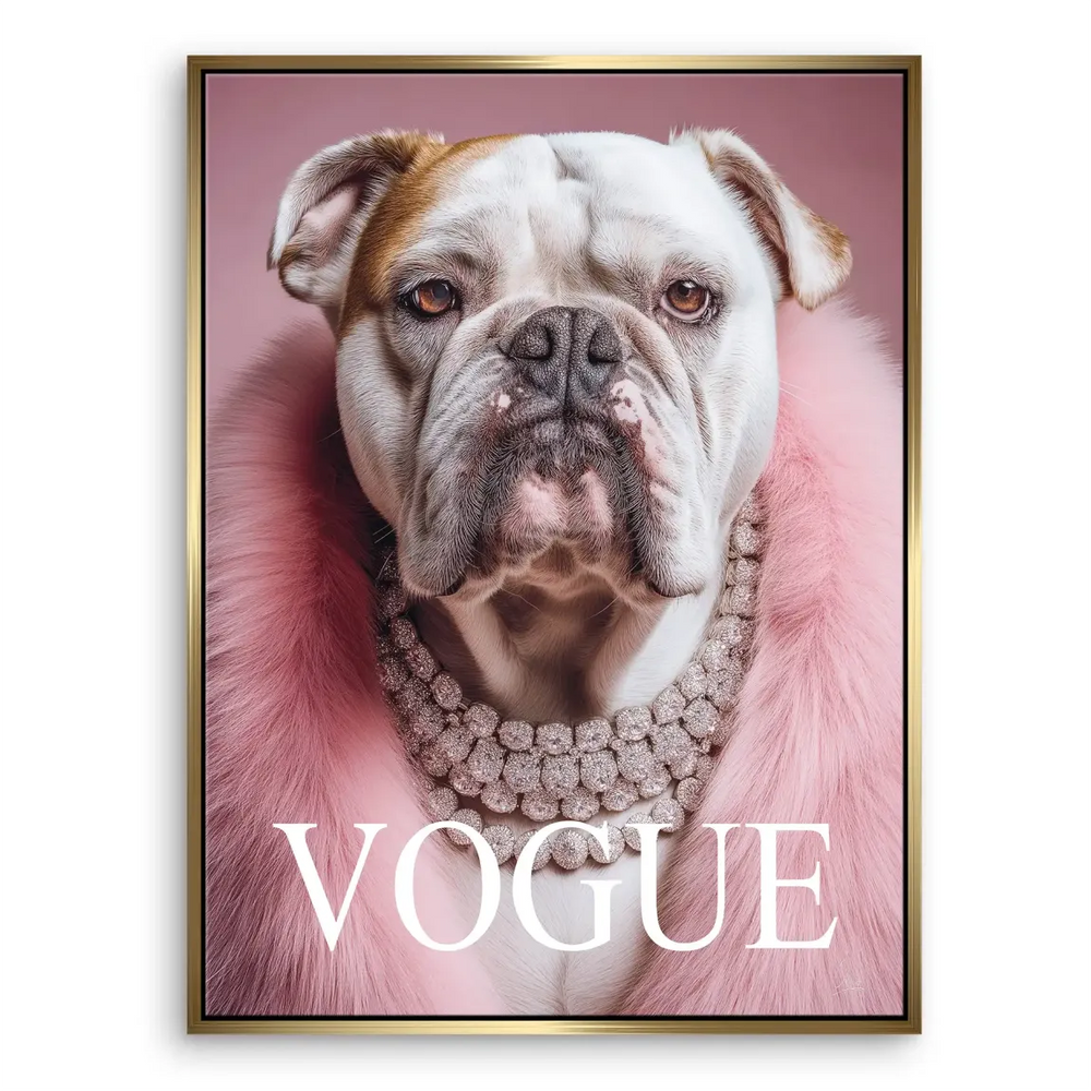 Modern pop-art bulldog wall art suitable for contemporary interiors