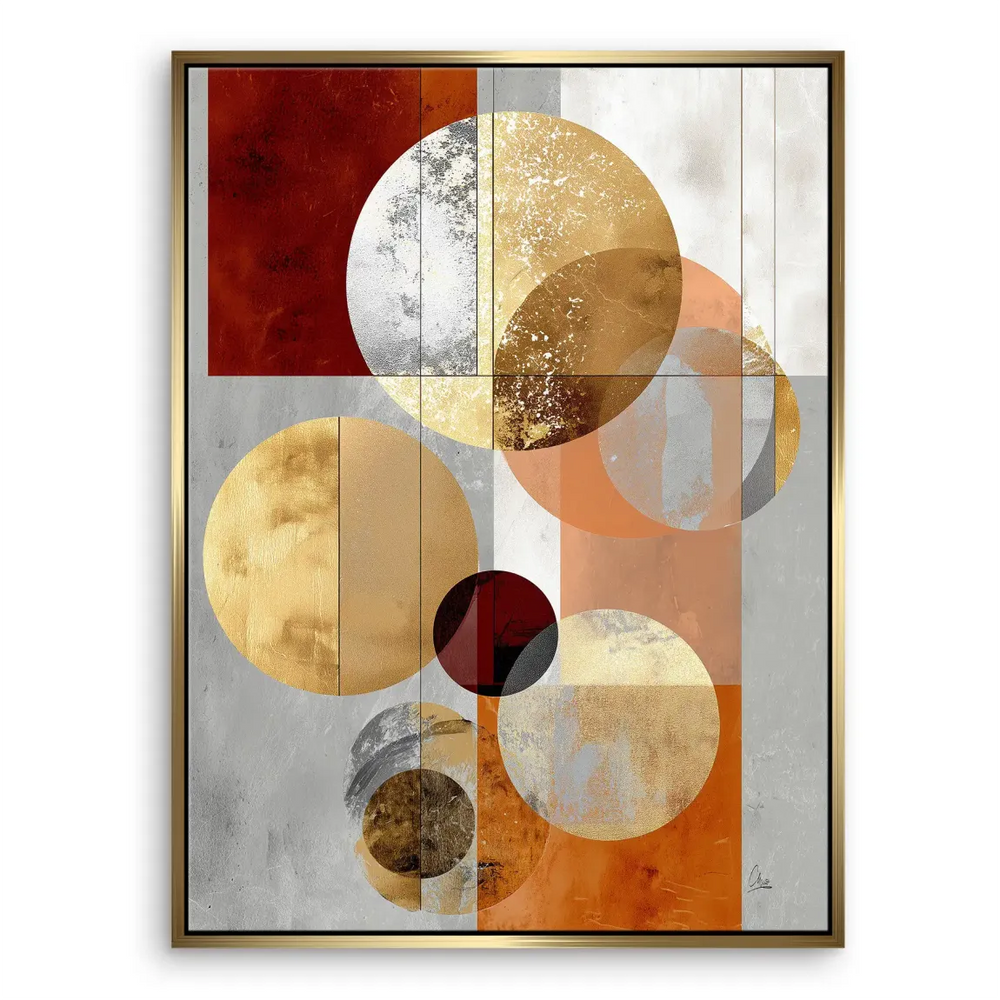 Detail shot of luxurious metallic sheen and depth in the Golden Orbit design