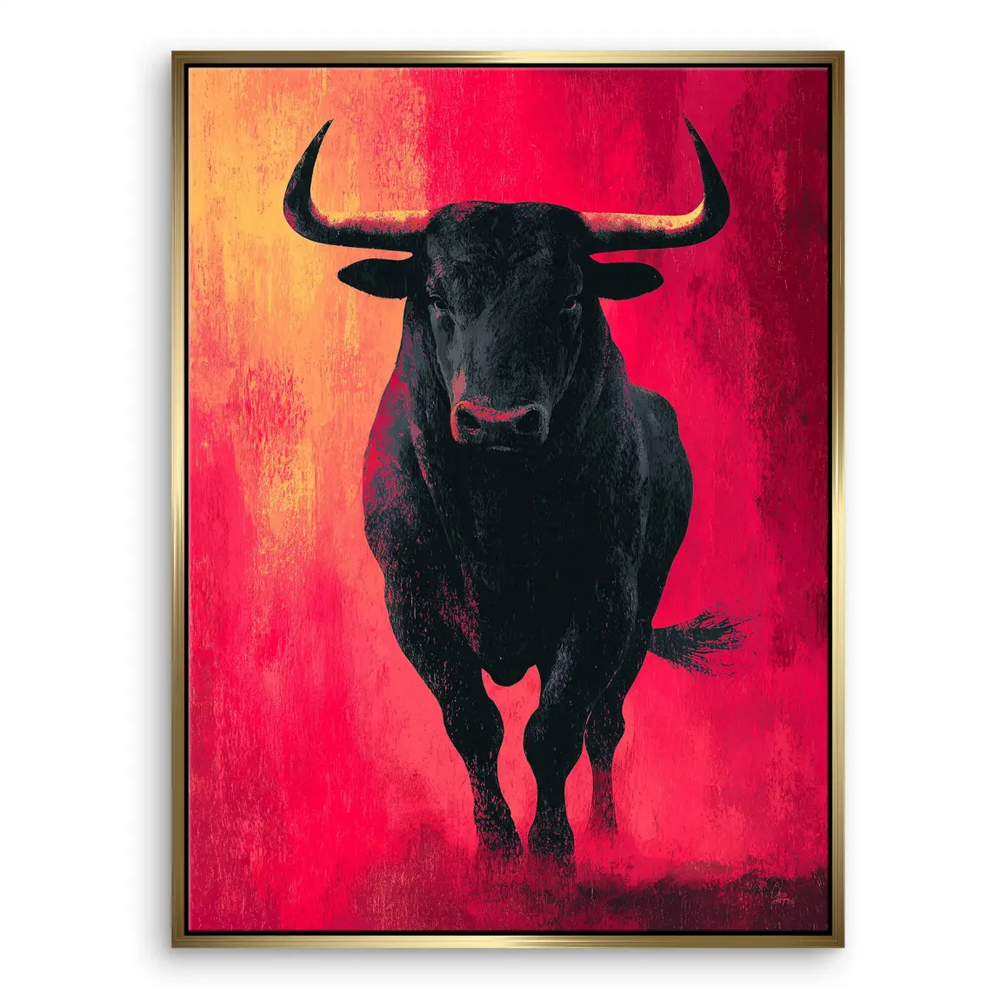 Bull in Red Canvas Wall Art - Expressive Animal Painting - Image 5