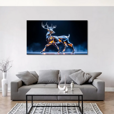 Crystal Deer Canvas Wall Art - Geometric Stag in Iridescent Hues - Image 6