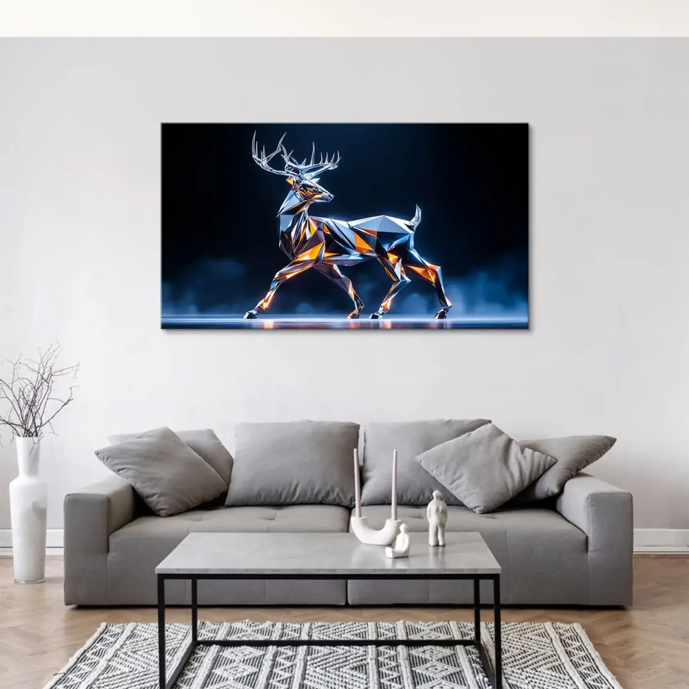 Crystal Deer Canvas Wall Art - Geometric Stag in Iridescent Hues - Image 6