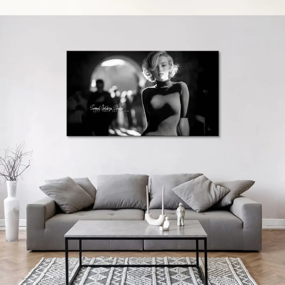 Shallow depth of field portrait of a Hollywood glamour icon on canvas wall art