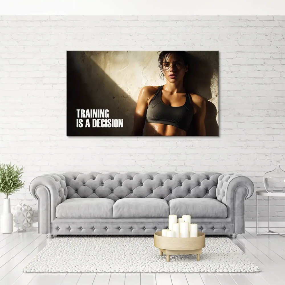 Realistic sports wall art featuring a focused female athlete for motivational spaces