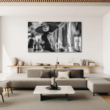 Audrey Hepburn-inspired fashion wall art in a vintage style