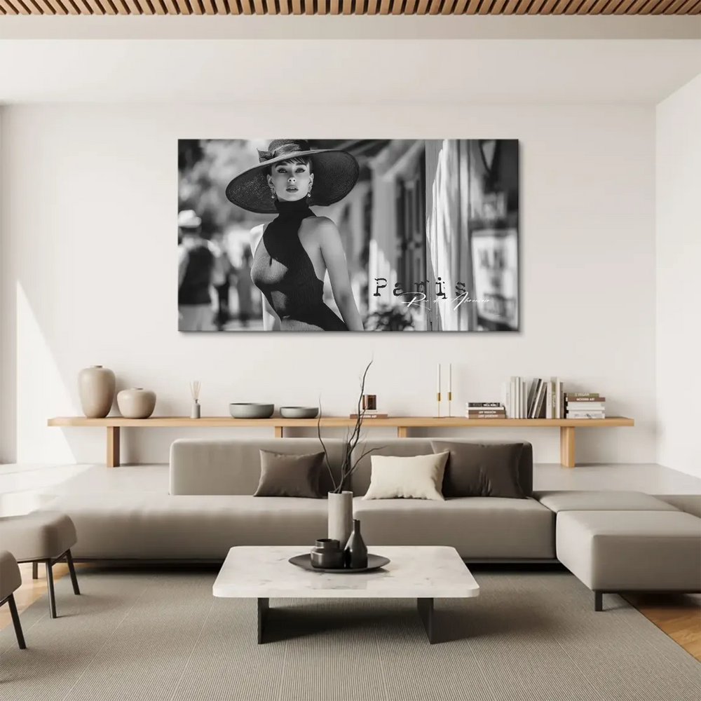 Audrey Hepburn-inspired fashion wall art in a vintage style
