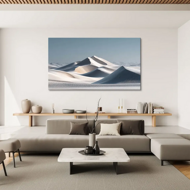 Desert dunes in a neutral palette of ivory, beige, and pale blue